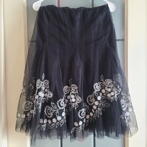 Elegant Black Embroidered Skirt